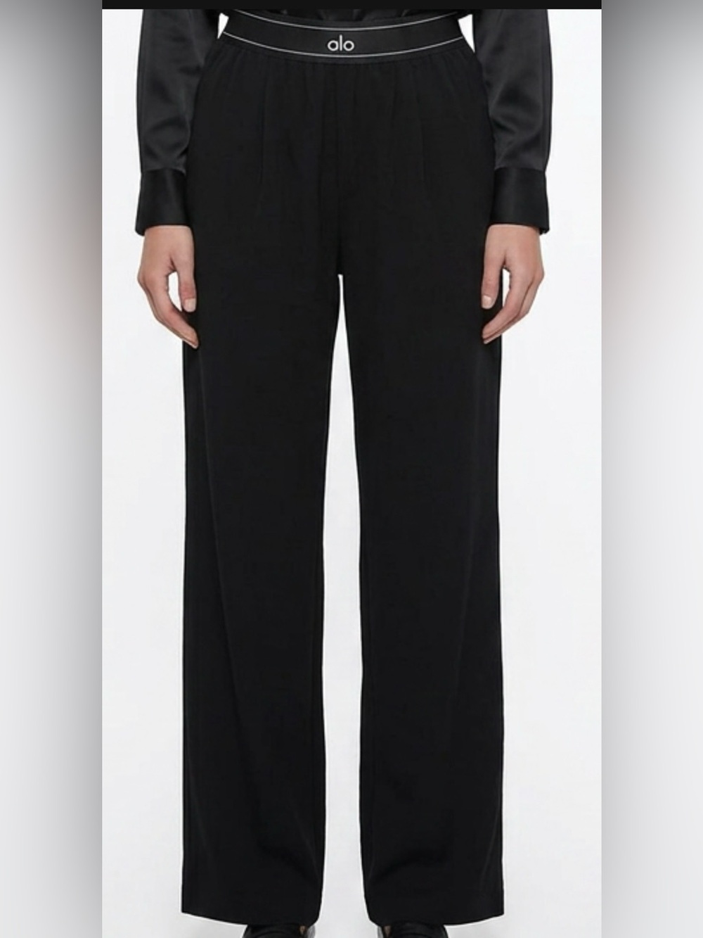 ALO Yoga Black Wide-Leg Relax Fit Pants - Picture 10 of 16